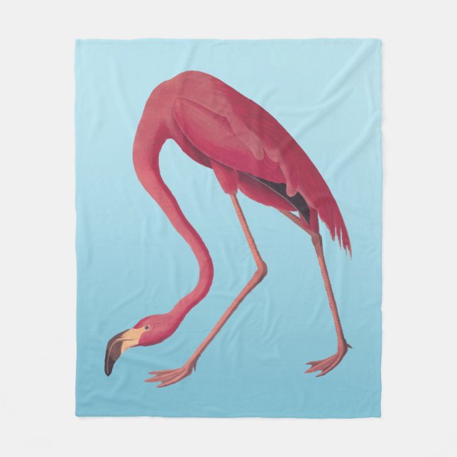 American Pink Flamingo Vintage Art Fleece Blanket (Front)