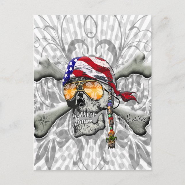 American Pirate Skull and Cross Bones Postcard (Front)