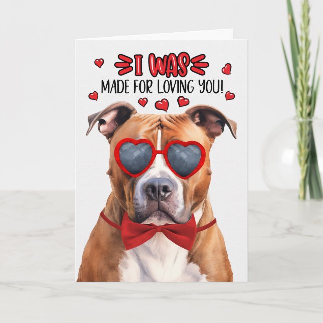 American Pit Bull Dog Loving You Valentine Holiday Card (Front)