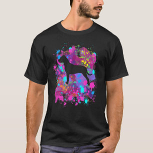 American Pit Bull Dog Pink Watercolor Splatter Art T-Shirt
