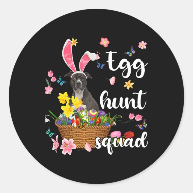 American Pit Bull Happy Easter Day Easter Colourfu Classic Round Sticker (Front)