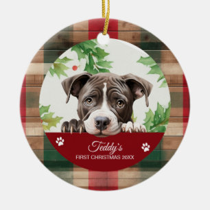 American Pit Bull Personalised Christmas Ceramic Tree Decoration
