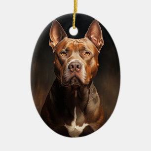 American pit bull terrier ceramic tree decoration