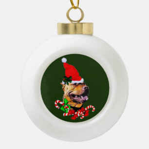 American Pit Bull Terrier Christmas Ceramic Ball Christmas Ornament
