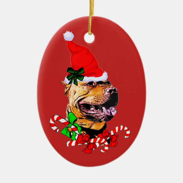 American Pit Bull Terrier Christmas Ceramic Tree Decoration (Front)