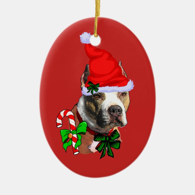 American Pit Bull Terrier Christmas Ceramic Tree Decoration (Front)