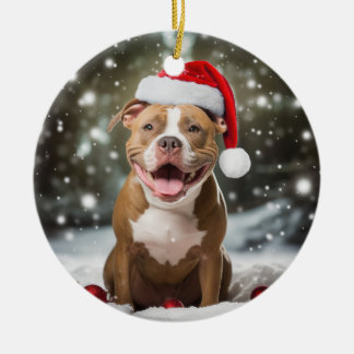 American Pit Bull Terrier Dog Christmas Keepsake Ceramic Tree Decoration