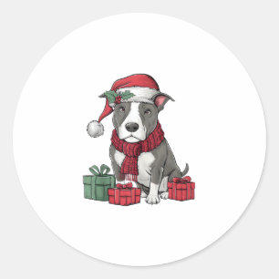 American Pit Bull Terrier Dog Christmas Outfits Sa Classic Round Sticker