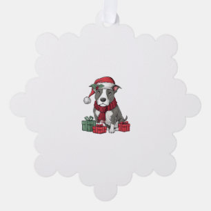 American Pit Bull Terrier Dog Christmas Outfits Sa Tree Decoration Card