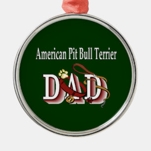 American Pit Bull Terrier Dog Dad Metal Tree Decoration