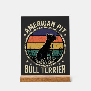 American Pit Bull Terrier Dog Vintage Sunset Rope Acrylic Sign