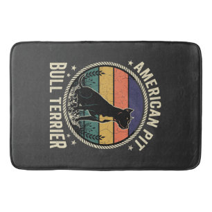 American Pit Bull Terrier Dog Vintage Sunset Rope Bath Mat