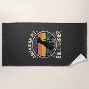 American Pit Bull Terrier Dog Vintage Sunset Rope Beach Towel