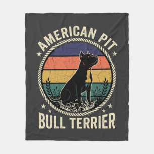 American Pit Bull Terrier Dog Vintage Sunset Rope Fleece Blanket