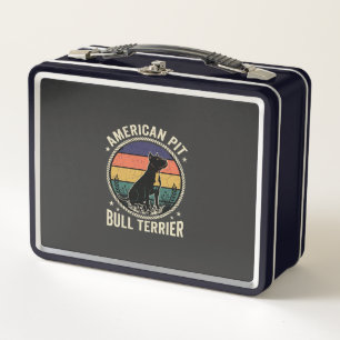American Pit Bull Terrier Dog Vintage Sunset Rope Metal Lunch Box