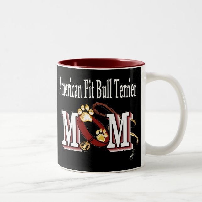 American Pit Bull Terrier MOM Two-Tone Coffee Mug (Right)
