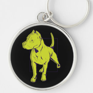 American Pit Bull Terrier Portrait Key Ring