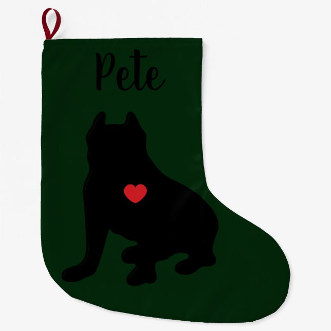 American Pit Bull Terrier Silhouette Large Christmas Stocking (Front)