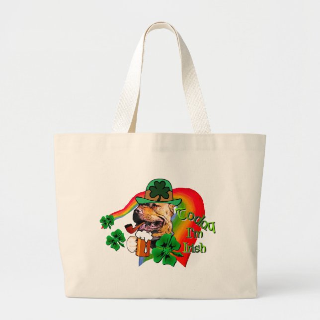 American Pit Bull Terrier St Patricks Large Tote Bag (Front)