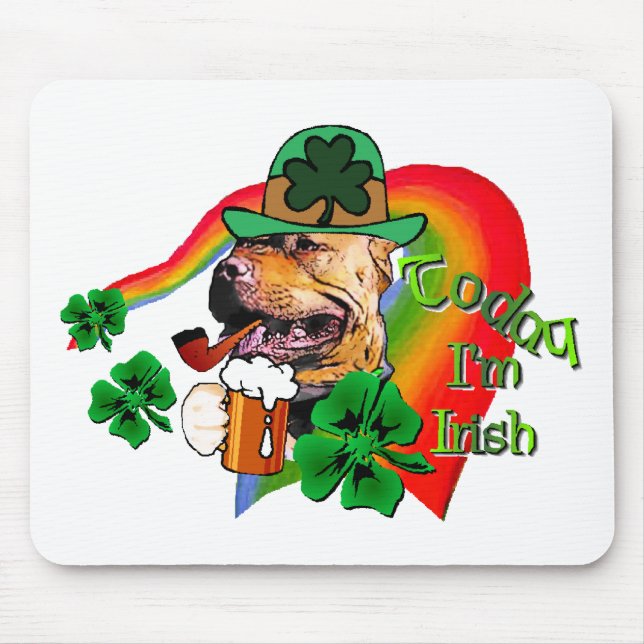 American Pit Bull Terrier St Patricks Mouse Mat (Front)
