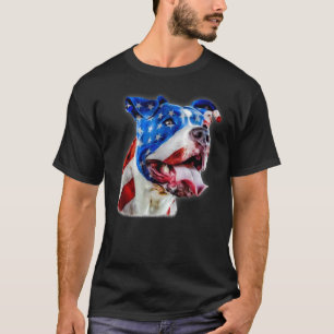 American Pit Bull Terrier Usa Flag Patriotic Dog   T-Shirt