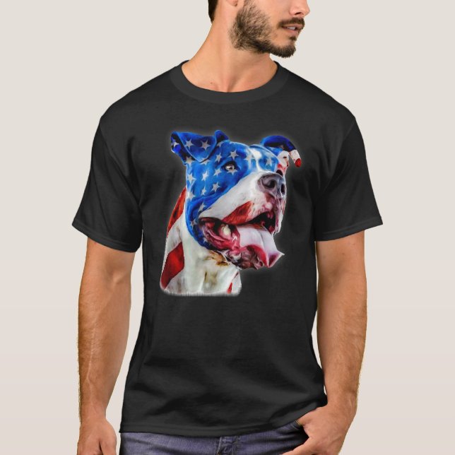 American Pit Bull Terrier Usa Flag Patriotic Dog   T-Shirt (Front)
