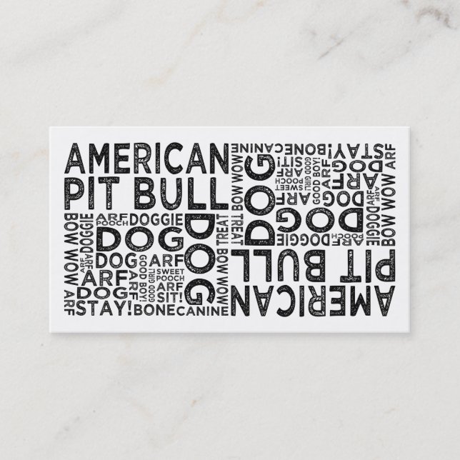 American Pit Bull Typography Business Card (Front)