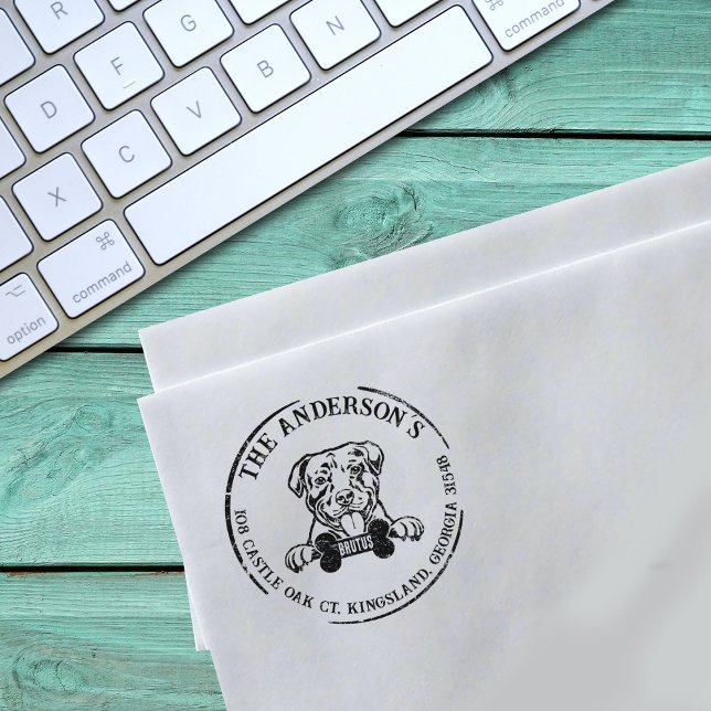 American Pitbull Custom Family Return Address  Rubber Stamp (Creator Uploaded)