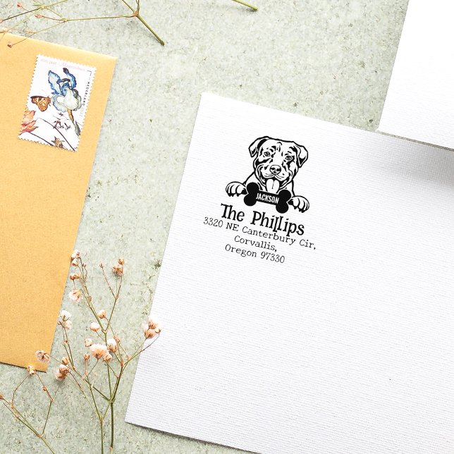 American Pitbull Dog, Custom Return Address,  Rubber Stamp (Creator Uploaded)