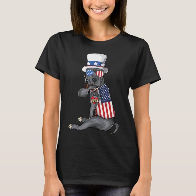American Pitbull Dog Merica 4th Of July American S T-Shirt (Front)
