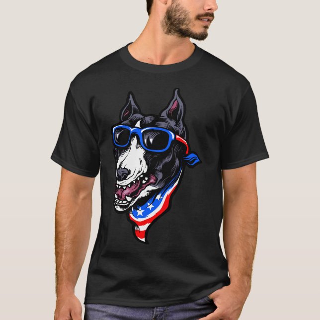 American Pitbull Dog With Sunglasses T-Shirt (Front)