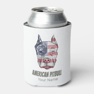 American Pitbull Terrier Bully Dog Vintage Flag Can Cooler