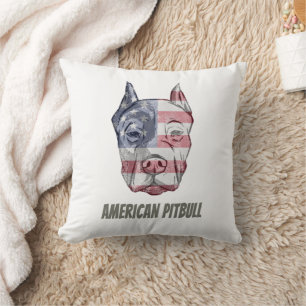 American Pitbull Terrier Bully Dog Vintage Flag Cushion