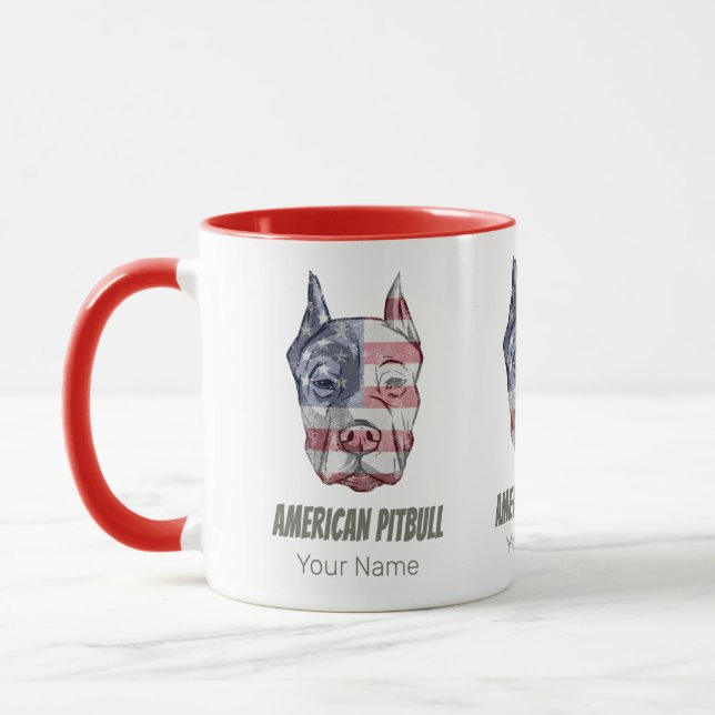 American Pitbull Terrier Bully Dog Vintage Flag Mug (Left)