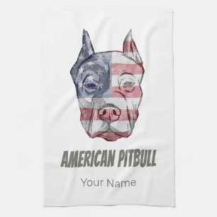American Pitbull Terrier Bully Dog Vintage Flag Tea Towel
