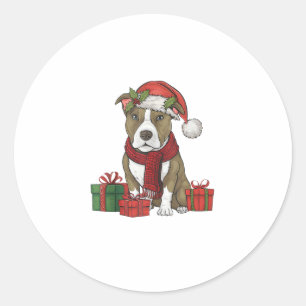 American Pitbull Terrier Dog Christmas Parties San Classic Round Sticker