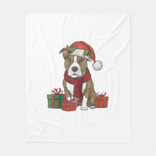 American Pitbull Terrier Dog Christmas Parties San Fleece Blanket