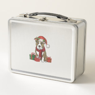 American Pitbull Terrier Dog Christmas Parties San Metal Lunch Box