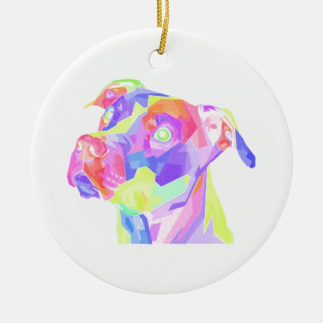 American Pitbull Terrier Pop Art Ceramic Tree Decoration (Front)