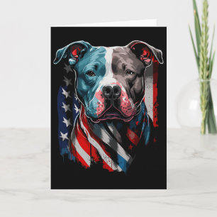 American Pitbull Terrier Usa Flag Patriotic Dog Card