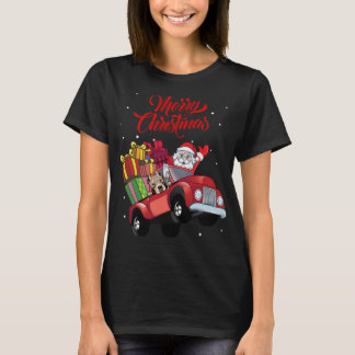 American Pitbull Terrier With Santa Claus In Red T T-Shirt