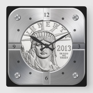 American Platinum Eagle ~ Liberty Head & Crown ~ Square Wall Clock