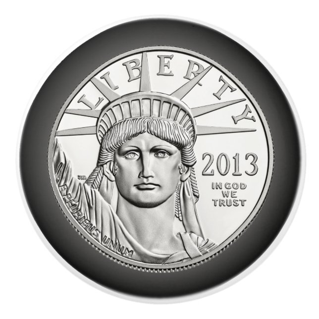 American Platinum Liberty Coin ~ Obverse 2013 Ceramic Knob (Front)