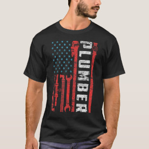 American Plumbing Flag 4th of July Patriotic Plumb T-Shirt