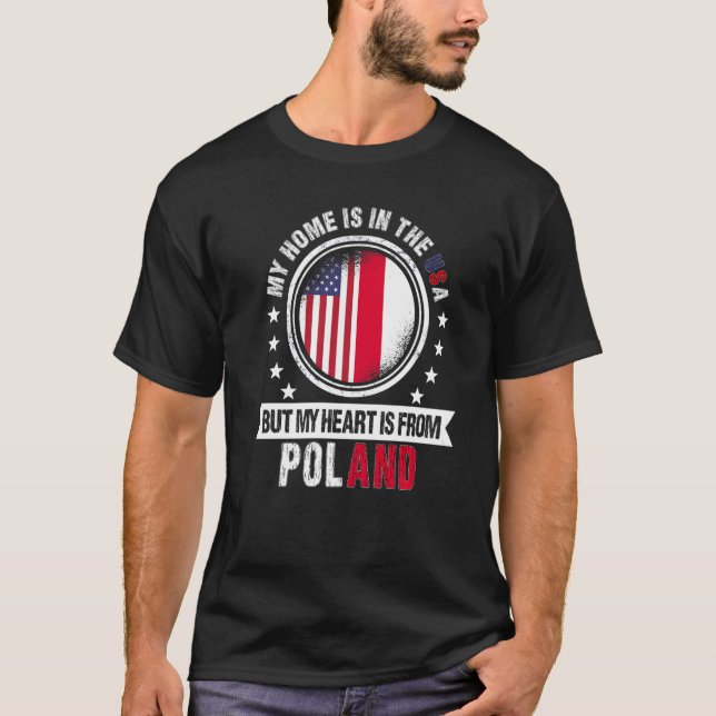 American Polish Flag Heart from Poland American Pa T-Shirt (Front)