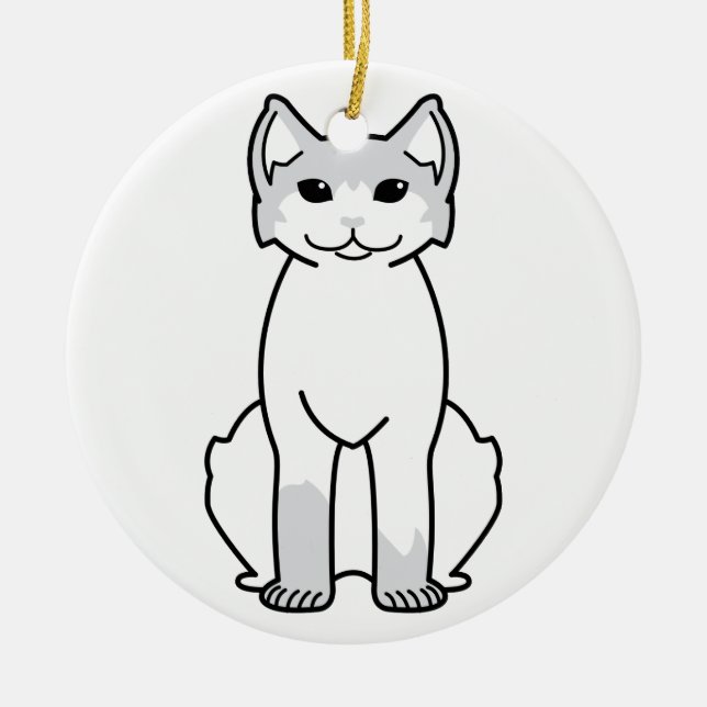 American Polydactyl Cat Cartoon Ceramic Tree Decoration (Front)