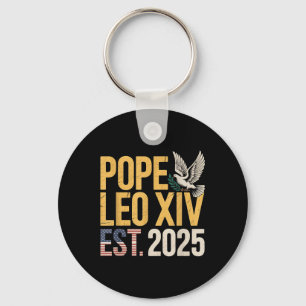 American Pope Leo Catholic Church Christian Faith Key Ring