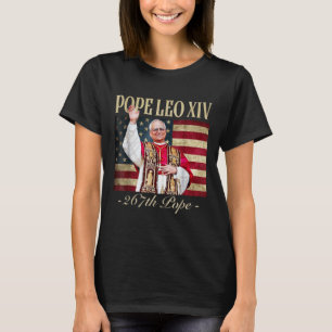 American Pope Leo Xiv 267th U.s. Flag Catholic Ret T-Shirt