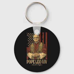 American Pope Leo Xiv 267th U.s. Flag Catholic Vin Key Ring