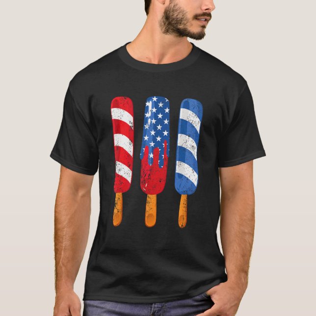 American Popsicle Red White Blue 4th Of July Usa I T-Shirt (Front)